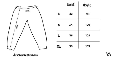 size chart sweatpants